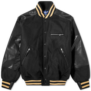 Custom High Quality <b>Men</b> Varsity <b>Jacket</b> Black Wool Body <b>Leather</b> Sleeves Letterman <b>Jacket</b> Streetwear Bomber Baseball Uniform Coat - Product Image 1