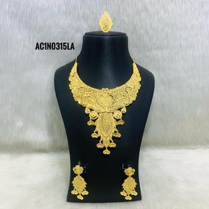 Gold Plated Heart Motif African Jewelry Set for Women Nigerian <b>Bridal</b> Wedding Jewelry Charm Necklace Fashion - Product Image 5