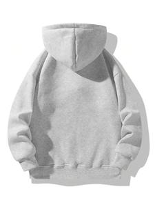 Sweat à capuche zippé quart de tour en molleton de coton gris uni de qualité supérieure pour homme, style streetwear, unisexe, prix raisonnable pour la saison hivernale - Product Image 2