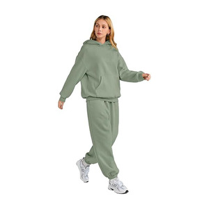 Unisex Custom Sweat Suit Tracksuit Set Winter Streetwear Printed Fleece Jogger Pants Hooded <b>Elastic</b> Waist - Product Image 5