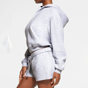 แจ็กเก็ตเอวลอยมีฮู้ดน้ำหนักเบามีเชือกรูดสำหรับผู้หญิงฤดูหนาวพิมพ์ลายสีพื้นผ้าฝ้าย100% แขนยาว - Product Image 4