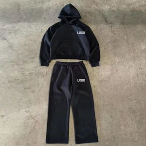 Ensemble de survêtement à capuche pour homme, vêtements d'hiver, 2 pièces, survêtement à capuche de haute qualité, sur mesure, survêtement pour homme, pantalon de survêtement évasé - Product Image 1