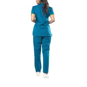 Traje médico de manga corta transpirable para enfermera con costuras reforzadas para mujer en tela tejida de nuevo color - Product Image 3