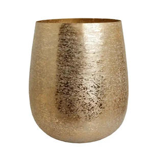 Texture Design Metal <b>Golden</b> Flower Vase for Home & <b>Wedding</b> Tabletop <b>Decoration</b> Handmade Round Shape Flower Vases - Product Image 2