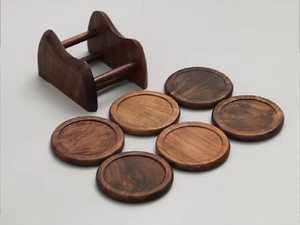 Wholesale 6pcs Classic Natural Square Blank Beech <b>Walnut</b> Wood Eco-Friendly Coasters Set Holder Handmade ArtisanVibe Customized - Product Image 6