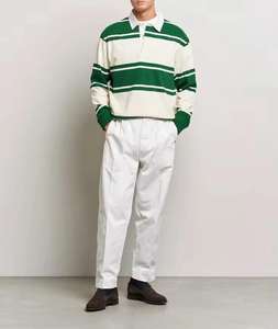 Custom Embroidery Logo Long Sleeve Wholesale Striped Cotton Rugby Polo <b>Shirts</b> Long Sleeves T <b>Shirt</b> For <b>Men</b> - Product Image 3