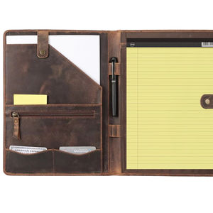 Porte-documents vintage en cuir A4 avec fermeture magnétique pour réunions d'affaires, présentations de bureau, produit de classement vintage - Product Image 1