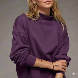 Sudadera de Cuello Alto para Mujer, Estilo Holgado, de Algodón de Peso Medio, para Otoño, con Logotipo Personalizado del Fabricante - Product Image 4
