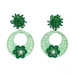 Boucles d'oreilles en perles de haute qualité, bijoux tendance de créateur, boucles d'oreilles créoles en perles de raphia pour femmes et filles, accessoire de mode simple et élégant - Product Image 2