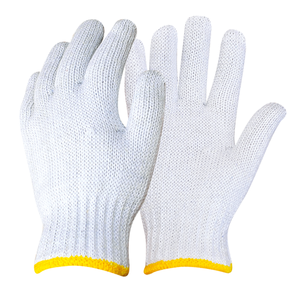 Guantes de hilo blanco blanqueado con forro interior higiénico de algodón o CVC de uso ligero, tejido sin costuras, puño elástico o tejido. - Product Image 1