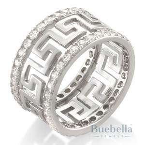 Vente chaude 925 Sterling Silver 14k Blanc Or Revêtement vvs Moissanite Grec Porte-clés Hip Hop Anneau Pour Hommes - Product Image 4