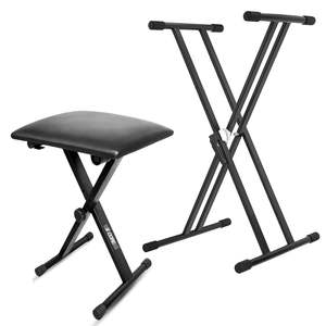 5 Core <b>Keyboard</b> & Bench Set Combo Height Adjustable Key Board Stands w Padded 2 Cushioned Musician - Product Image 1