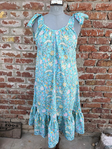 ชุดเดรสยาวคอตตอนพิมพ์ลายทำจากผ้าคอตตอนสไตล์อินเดียคอเสื้อระบายอากาศได้ดีเทคนิคการทอผ้ามัดย้อมเอวธรรมชาติ - Product Image 6