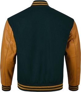 Chaqueta universitaria de alta calidad de Pakistán para hombre, chaqueta universitaria de béisbol personalizada con cuello redondo y mangas de cuero de chenilla bordadas - Product Image 4