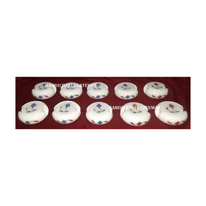 Hermoso juego de posavasos decorativos para el hogar, de mármol blanco, forma redonda y diseño con incrustaciones florales, en la mejor gama de precios asequibles. - Product Image 1