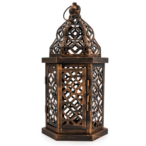 Cutting Work <b>Dinner</b> Table and Balcony Decoration Antique Style Metal Lanterns Fashionable Terrarium <b>Candle</b> Lantern - Product Image 2