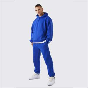 Conjunto Deportivo Unisex de Primera Calidad, con Logotipo Personalizado, Color Azul Rey, Sudadera con Capucha y Pantalones Deportivos Transpirables, 2 Piezas, Estilo Casual - Product Image 1