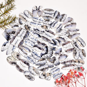 Natural Dendrite <b>Opal</b> Pair Cabochon Loose Gemstone Cabochon Pair Gemstone Mix Shape and Size Pair Gemstone for Jewelry Making - Product Image 1