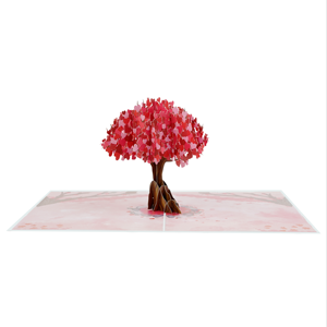 Venta al por mayor Red Love Tree Card Personalizable 3D Pop-Up Design Lovely Handicraft para la boda y el Día de San Valentín - Product Image 3