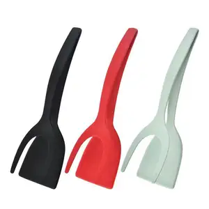 Pince en silicone pour outils de cuisine Spatule 2 en 1 Pince à spatule antiadhésive