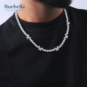 Venta caliente 925 Plata 14K Chapado en oro blanco 5mm Moissanite Diamond Butterfly Cadena de tenis para hombres Collares de calidad premium - Product Image 1
