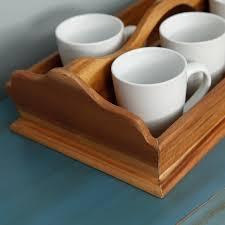 Ensemble de plateaux en bois multifonctionnels, porte-boissons en bois adapté aux moments de thé et de café - Product Image 5