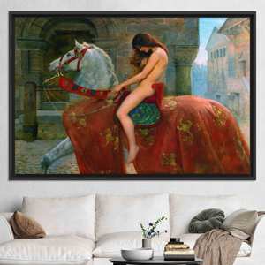 Lady Godiva Art: Elegant Printed Canvas Wall Art, Modern Decor,<b>BLACK</b> <b>FRAMED</b> CANVAS - Product Image 1