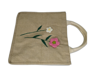 Sac fourre-tout en jute en tissu fin avec logo personnalisé cadeau promotionnel au meilleur prix du Vietnam taille personnalisée avec poignée - Product Image 4