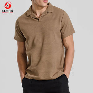 Polo de golf 100% coton pour homme, nouveau t-shirt à manches courtes avec bouton décoratif, taille ample et respirante - Product Image 1