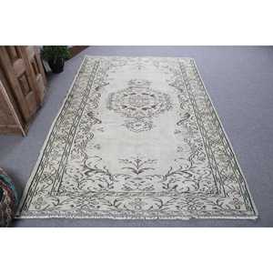 Tapis turc vintage 5,3 x 8,4 pieds, grand tapis, tapis patchwork blanc - Product Image 1