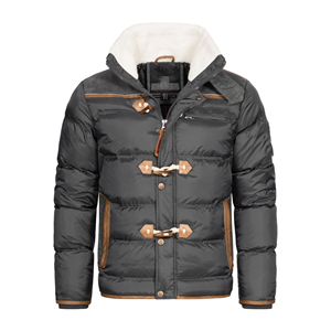 Vêtements d'hiver à la mode veste Parka à col montant en fourrure à fermeture éclair pour hommes veste à poignets élastiques de haute qualité avec patchs personnalisés - Product Image 6