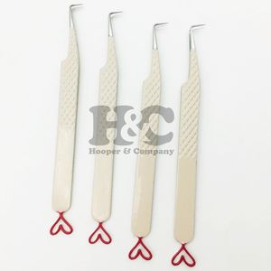 แหนบต่อขนตาด้านล่างรูปหัวใจแบบมืออาชีพคีมสแตนเลส90องศาแหนบสีเบจหัวใจขนมิงค์ที่ยั่งยืน - Product Image 6