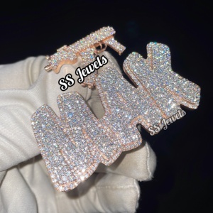 จี้ตัวอักษรเงินแท้ชุบโรเดียมประดับเพชร VVS แบบสั่งทำพิเศษ สไตล์ฮิปฮอป สำหรับทุกเพศ ใช้เทคนิค CVD และ HPHT เหมาะเป็นของขวัญวันเกิด - Product Image 5