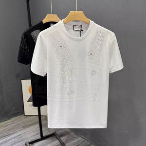 Ropa de moda Último diseño Hombres Rhinestone Camisetas Servicio OEM Personalizado Hombres Rhinestone Camisetas - Product Image 4