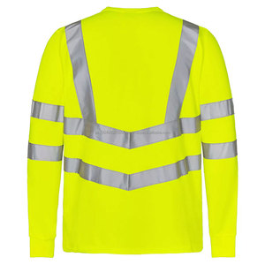 Chemises de travail réfléchissantes pour hommes en gros, haute visibilité, jaunes, manches longues, t-shirts de sécurité pour la construction, tissu tricoté formel - Product Image 4