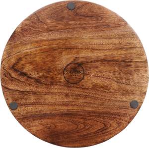 Plateau de service naturel en bois de style moderne forme ronde avec poignée en métal réglable en métal ustensiles de cuisine produit décoratif pour la maison - Product Image 2