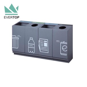 Contenedores de basura <span class=keywords><strong>clasificados</strong></span> de la Contenedores de segregación de residuos Contenedores de reciclaje 4 en 1 4 Botes de basura de flujo para reciclaje de Área Comercial - Product Image 4