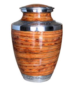 Urna de recuerdo de cremación funeraria de latón humano elegante para persona adulta con mopa de madreperla - Product Image 4