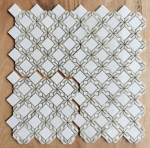 Mosaico de Mármol Blanco Lechoso con Diseño Floral Hastone, Pulido, 8mm de Grosor, Resistente al Agua, Ecológico, Garantía de 5 Años, Moderno - Product Image 6