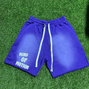 Pantalones cortos de lana con parches de desgastes bordados personalizados a precio de fábrica - Product Image 4