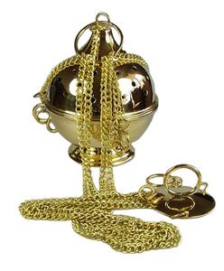 Quemador de incienso clásico con cadena, soporte decorativo único, quemador de incienso antiguo, Color dorado, acabado redondo - Product Image 1