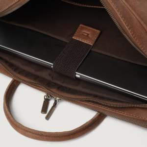 Preston Vintage Tan Genuine <b>Leather</b> Briefcase <b>Soft</b> Work/Office Messenger <b>Bag</b> with Zipper Closure Waterproof and Portable - Product Image 5