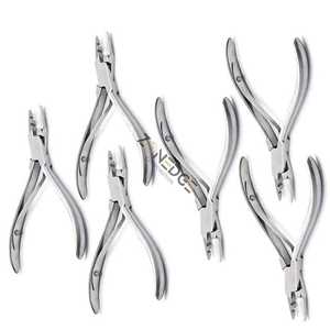 ชุดคีมสำหรับต่อผม6ชิ้นเครื่องมือเจาะ2รูทำจากสเตนเลสสตีลเงินอเนกประสงค์สำหรับไมโครริงและห่วงผม - Product Image 2