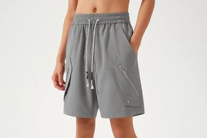 Short décontracté à motif solide classique de qualité supérieure pour hommes, confortable, élégant, taille élastique 100% coton pour les vêtements de plage d'été - Product Image 2