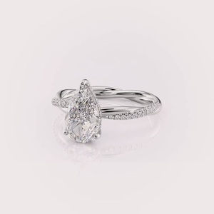 IGI Certified Lab Grown Pear Diamond <b>Ring</b> for Wedding & Engagement In Solid 925 Sterling <b>Silver</b> - Product Image 5