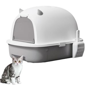 Inodoro para gatos antiolor, caja de arena completamente cerrada, caja de arena para gatos de gran espacio de plástico con pala - Product Image 1