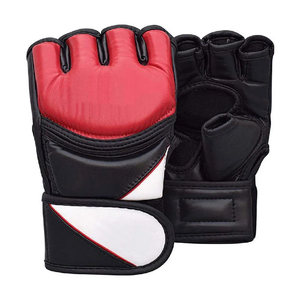 Gants d'entraînement MMA en cuir à demi-doigts avec fermeture Velcro au poignet pour arts martiaux, usage unisexe adulte - Product Image 4