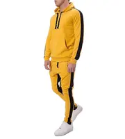黒いサイドパネルが付いている黄色い色のスウェットスーツRexanSportsによる高品質の綿ポリエステルトラックスーツジョギングウェアスーツ