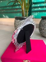 Soporte Ovalado para Fotos con Marco de Metal Plateado Alemán, Decorativo, de Aleación de Vidrio, Ideal para Fiestas de Cumpleaños, Regalos de Recuerdo