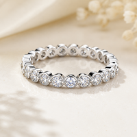 Bague de mariage personnalisée en or blanc 14 carats avec diamant de laboratoire 3/4 éternité, à griffe unique, pour empilage, vente en gros de bijoux